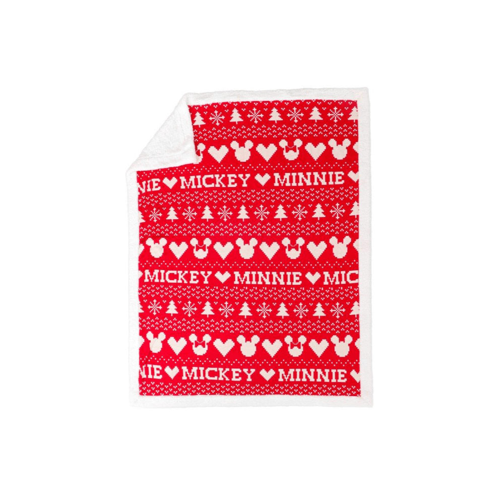 Pluchi Fairisle Christmas Mickey Mouse Sherpa Cotton Knitted Single Bed Blanket