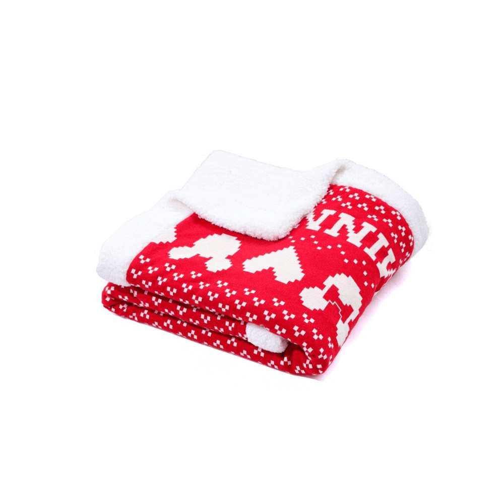 Pluchi Fairisle Christmas Mickey Mouse Sherpa Cotton Knitted Single Bed Blanket