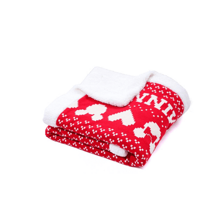 Pluchi Fairisle Christmas Mickey Mouse Sherpa Cotton Knitted Single Bed Blanket