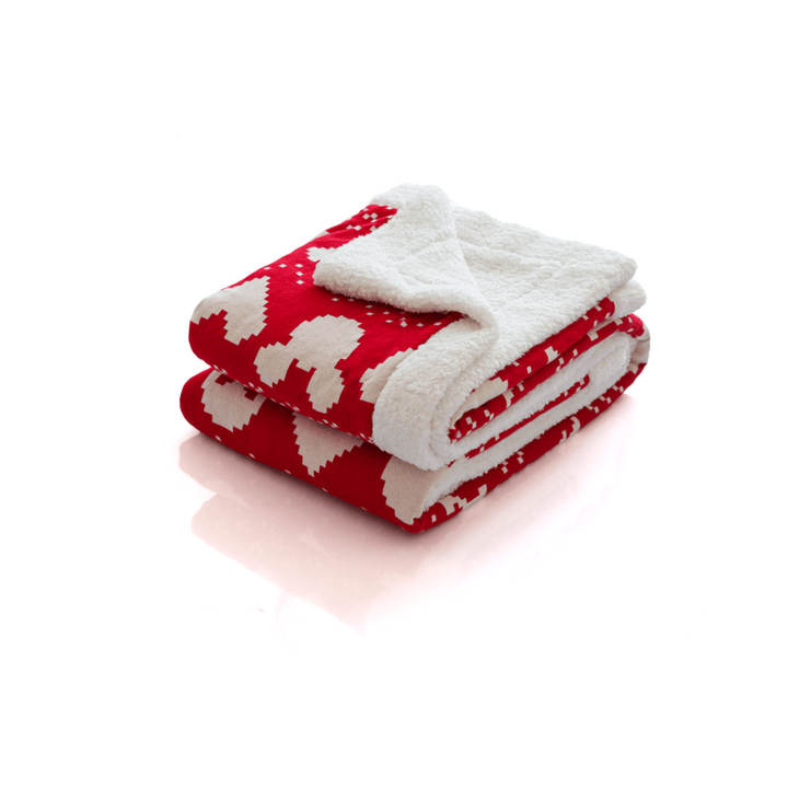 Pluchi Fairisle Christmas Mickey Mouse Sherpa Cotton Knitted Single Bed Blanket