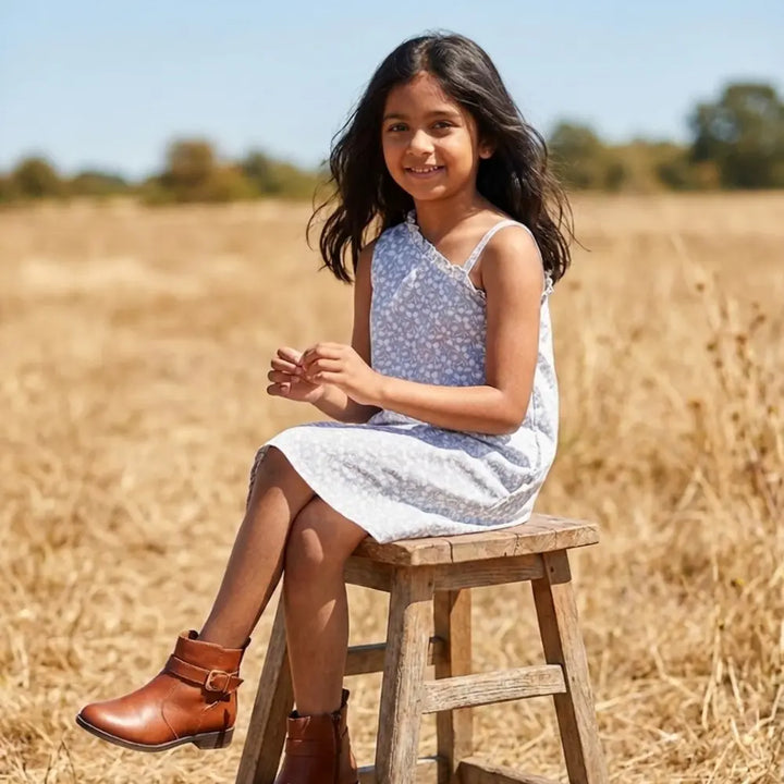 Liz Jacob Girls Blue Linen Summer Dress | Morning Glory