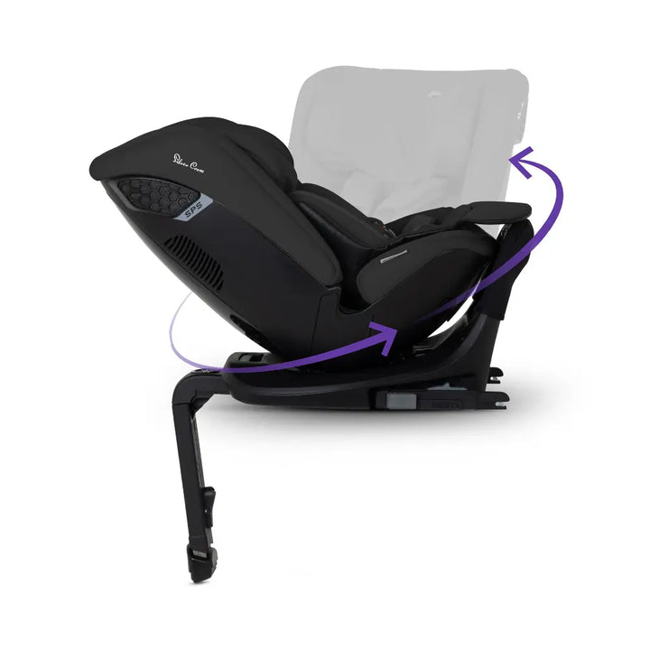 Silver Cross Motion 3 All Size 360° Baby Car Seat|Convertible Car Seat|AirTech Summer Removable &amp; Leakproof Liner|EasyFit Sprung Safety Harness|3 Position Recline|0 M+|Upto 12Y  -  Iconic Black