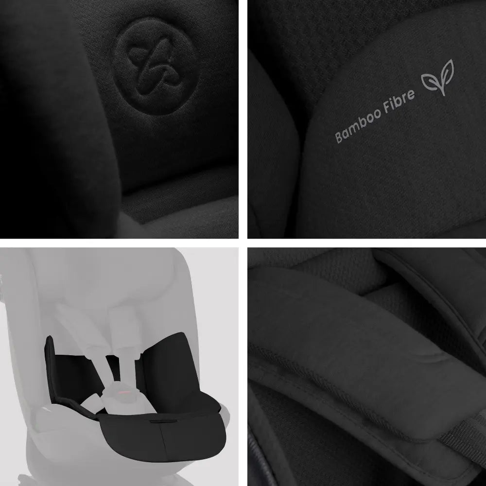 Silver Cross Motion 3 All Size 360° Baby Car Seat|Convertible Car Seat|AirTech Summer Removable &amp; Leakproof Liner|EasyFit Sprung Safety Harness|3 Position Recline|0 M+|Upto 12Y  -  Iconic Black