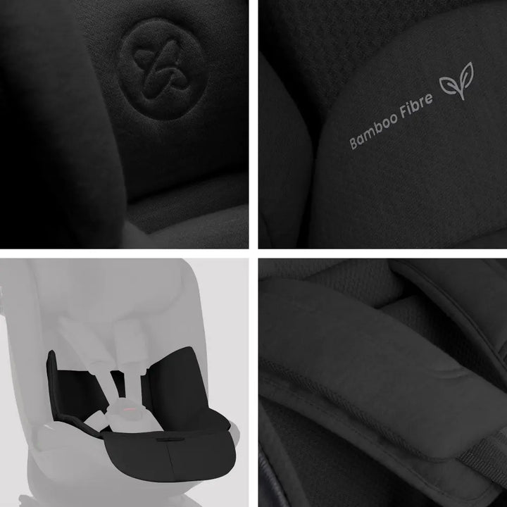 Silver Cross Motion 3 All Size 360° Baby Car Seat|Convertible Car Seat|AirTech Summer Removable &amp; Leakproof Liner|EasyFit Sprung Safety Harness|3 Position Recline|0 M+|Upto 12Y  -  Iconic Black