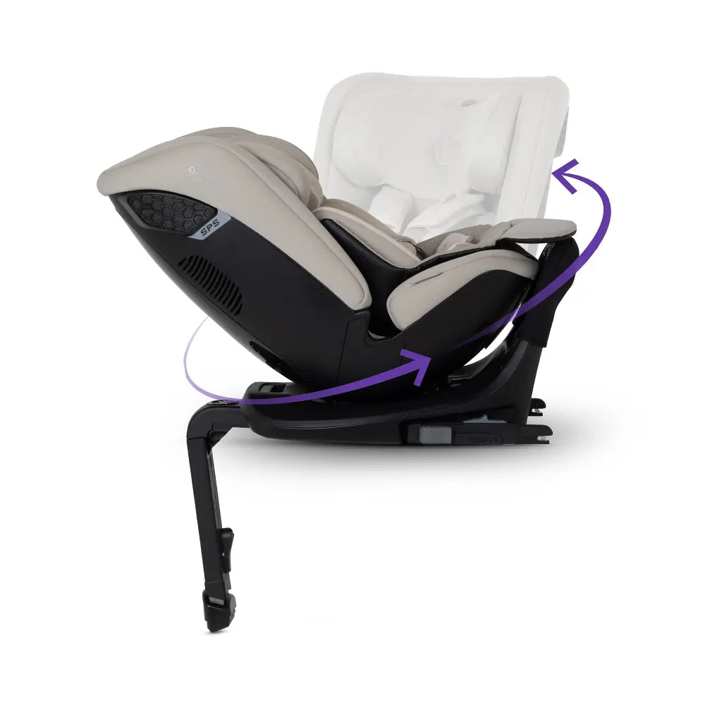 Silver Cross Motion 3 All Size 360° Baby Car Seat|Convertible Car Seat|AirTech Summer Removable &amp; Leakproof Liner|EasyFit Sprung Safety Harness|3 Position Recline|0 M+|Upto 12Y  -  Natural Taupe