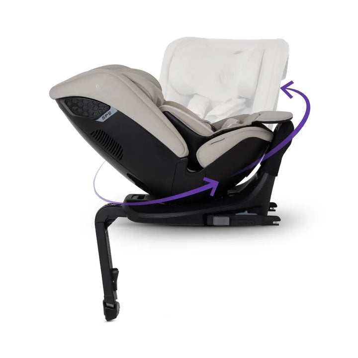 Silver Cross Motion 3 All Size 360° Baby Car Seat|Convertible Car Seat|AirTech Summer Removable &amp; Leakproof Liner|EasyFit Sprung Safety Harness|3 Position Recline|0 M+|Upto 12Y  -  Natural Taupe