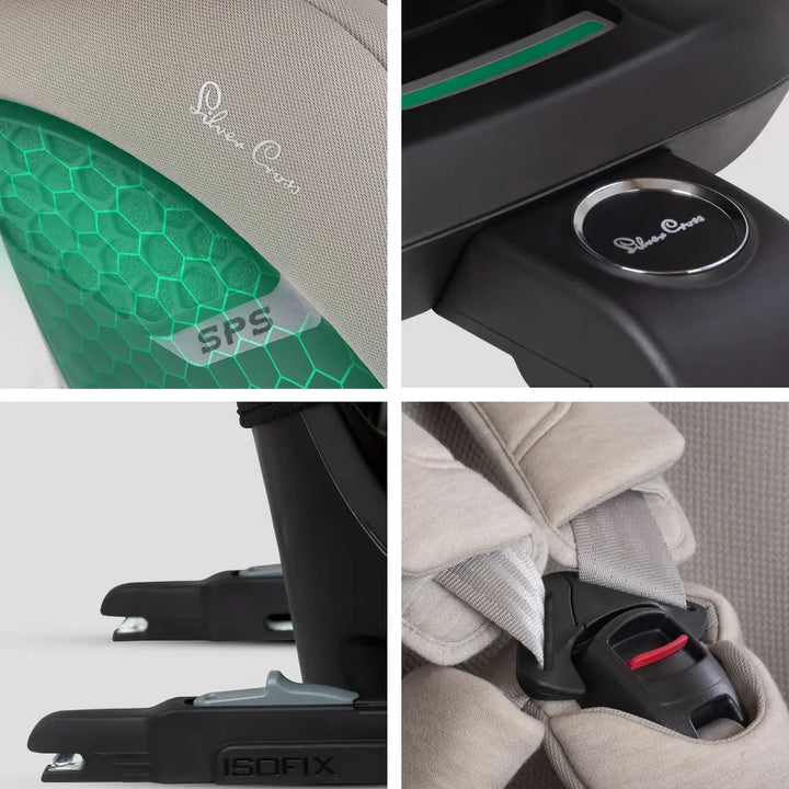 Silver Cross Motion 3 All Size 360° Baby Car Seat|Convertible Car Seat|AirTech Summer Removable &amp; Leakproof Liner|EasyFit Sprung Safety Harness|3 Position Recline|0 M+|Upto 12Y  -  Natural Taupe