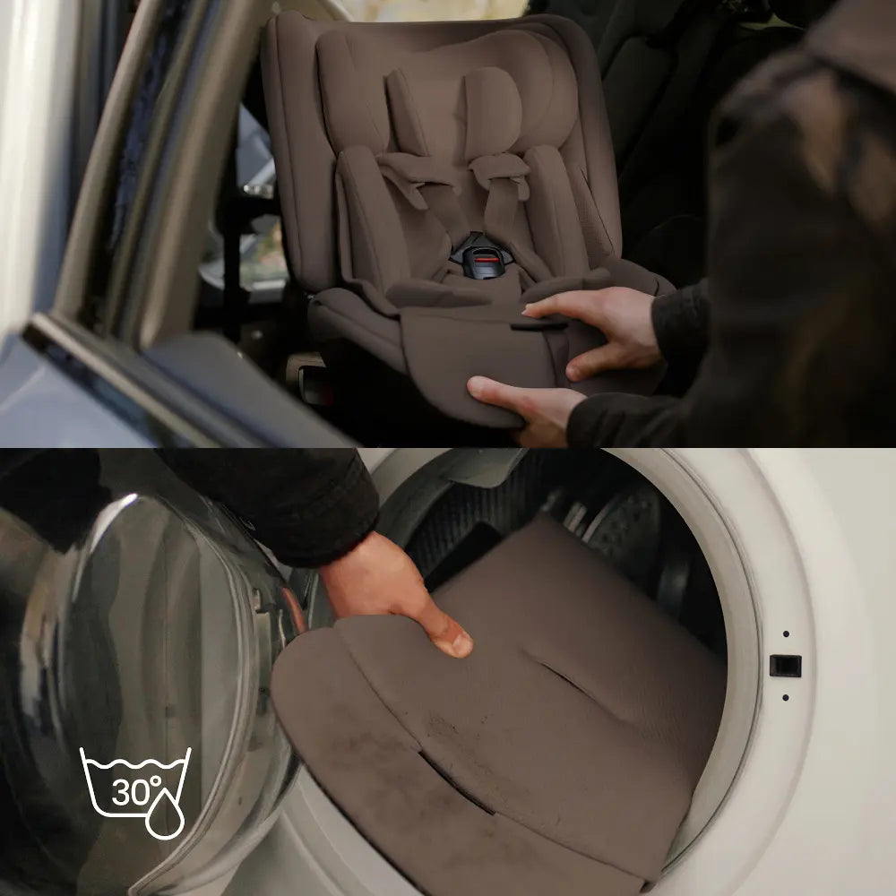 Silver Cross Motion 3 All Size 360° Baby Car Seat|Convertible Car Seat|AirTech Summer Removable &amp; Leakproof Liner|EasyFit Sprung Safety Harness|3 Position Recline|0 M+|Upto 12Y-Timeless - Cocoa