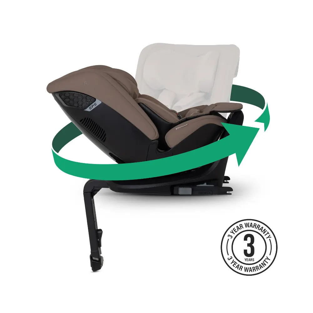 Silver Cross Motion 3 All Size 360° Baby Car Seat|Convertible Car Seat|AirTech Summer Removable &amp; Leakproof Liner|EasyFit Sprung Safety Harness|3 Position Recline|0 M+|Upto 12Y-Timeless - Cocoa