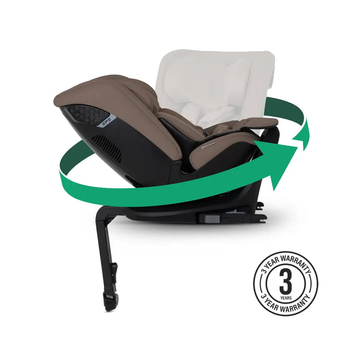 Silver Cross Motion 3 All Size 360° Baby Car Seat|Convertible Car Seat|AirTech Summer Removable &amp; Leakproof Liner|EasyFit Sprung Safety Harness|3 Position Recline|0 M+|Upto 12Y-Timeless - Cocoa