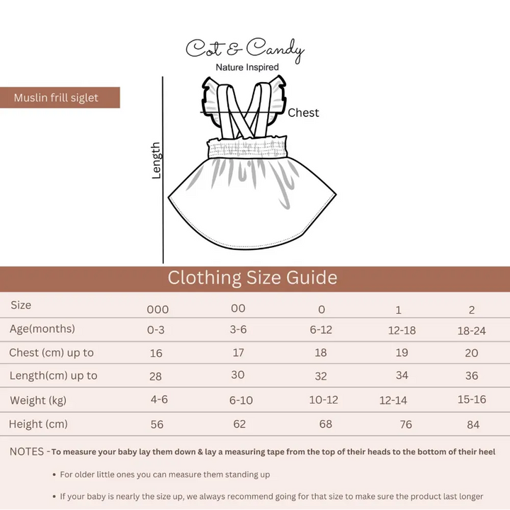 Cot &amp; Candy Baby Organic Muslin Sleeveless Frill Top-Latte