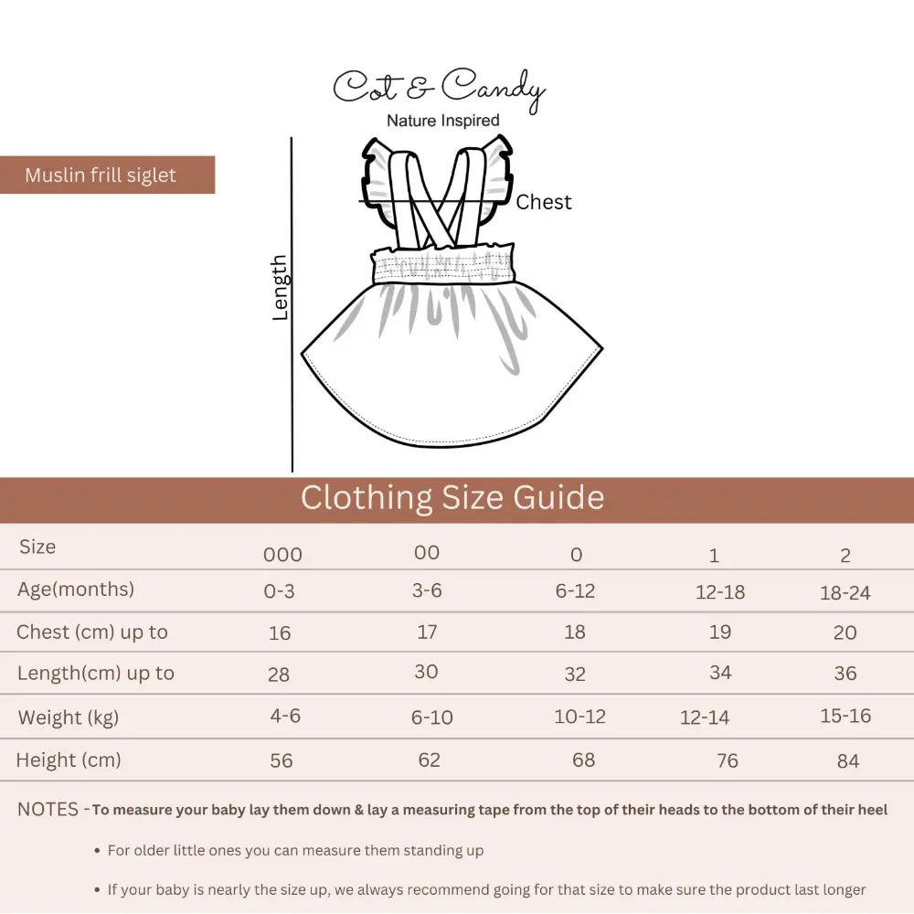 Cot &amp; Candy Baby Organic Muslin Sleeveless Frill Top With Bloomer Set-Latte + Oatmeal