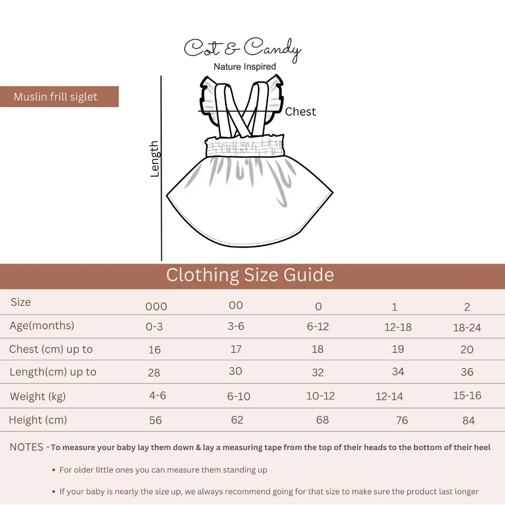 Cot &amp; Candy Baby Organic Muslin Sleeveless Frill Top-Picante