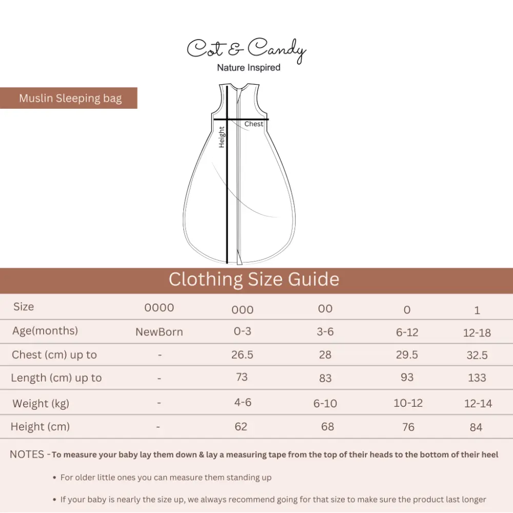 Cot &amp; Candy Baby Organic Baby Muslin Sleeping Bag-Construction