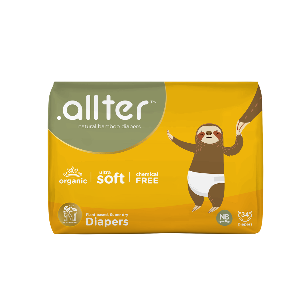 Allter Organic Bamboo Tape Diapers - New Born (34 pieces)