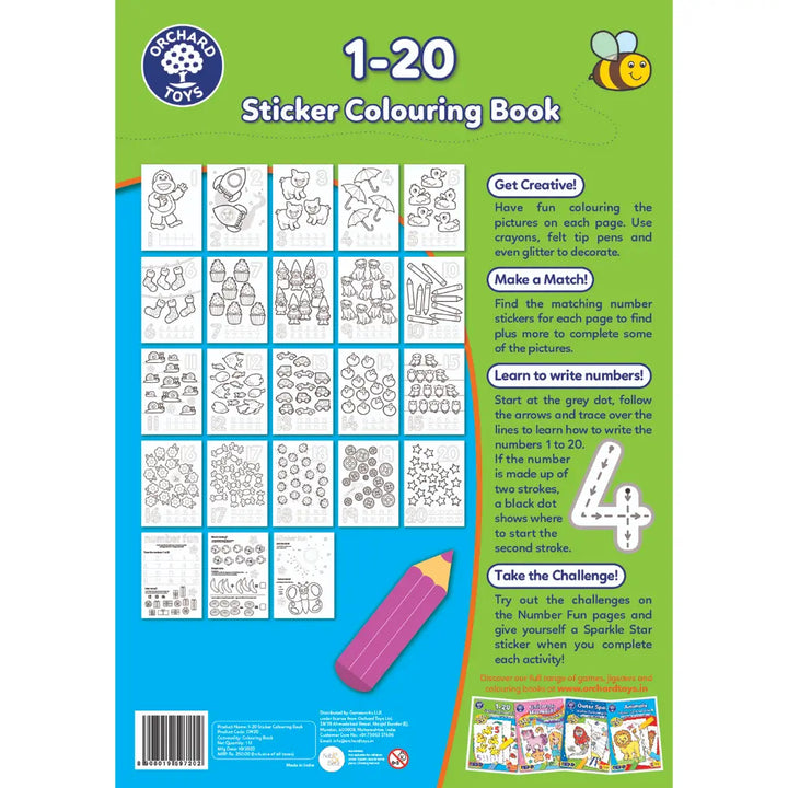 Orchard Toys 1-20 Sticker Colouring Book