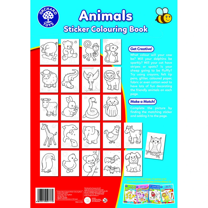 Orchard Toys Animals Sticker Colouring Book