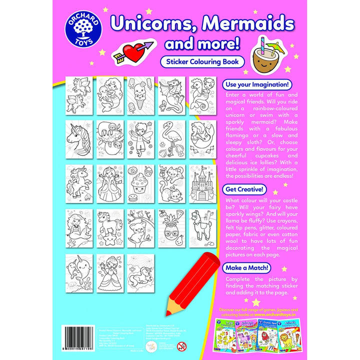 Orchard Toys Unicorns, Mermaids &amp; More! Sticker Colouring Book