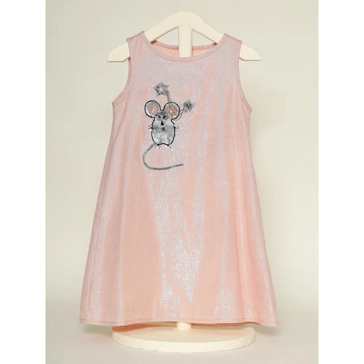 The Baby Trunk - Mouse Shift Dress &amp; Starsequin Tictac For Girls | Strawberry Pink Lurex