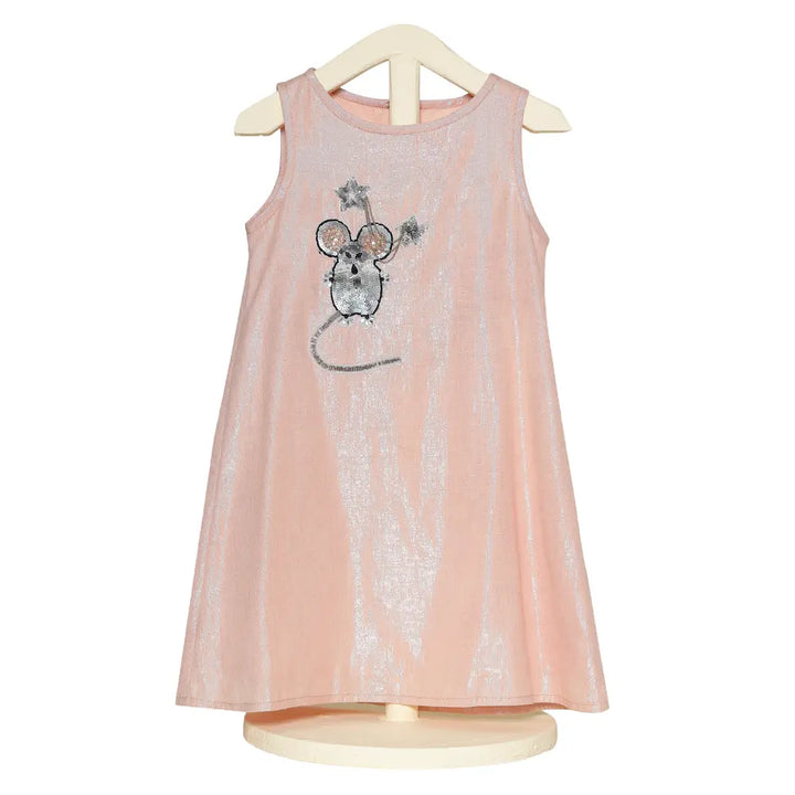 The Baby Trunk - Mouse Shift Dress &amp; Starsequin Tictac For Girls | Strawberry Pink Lurex