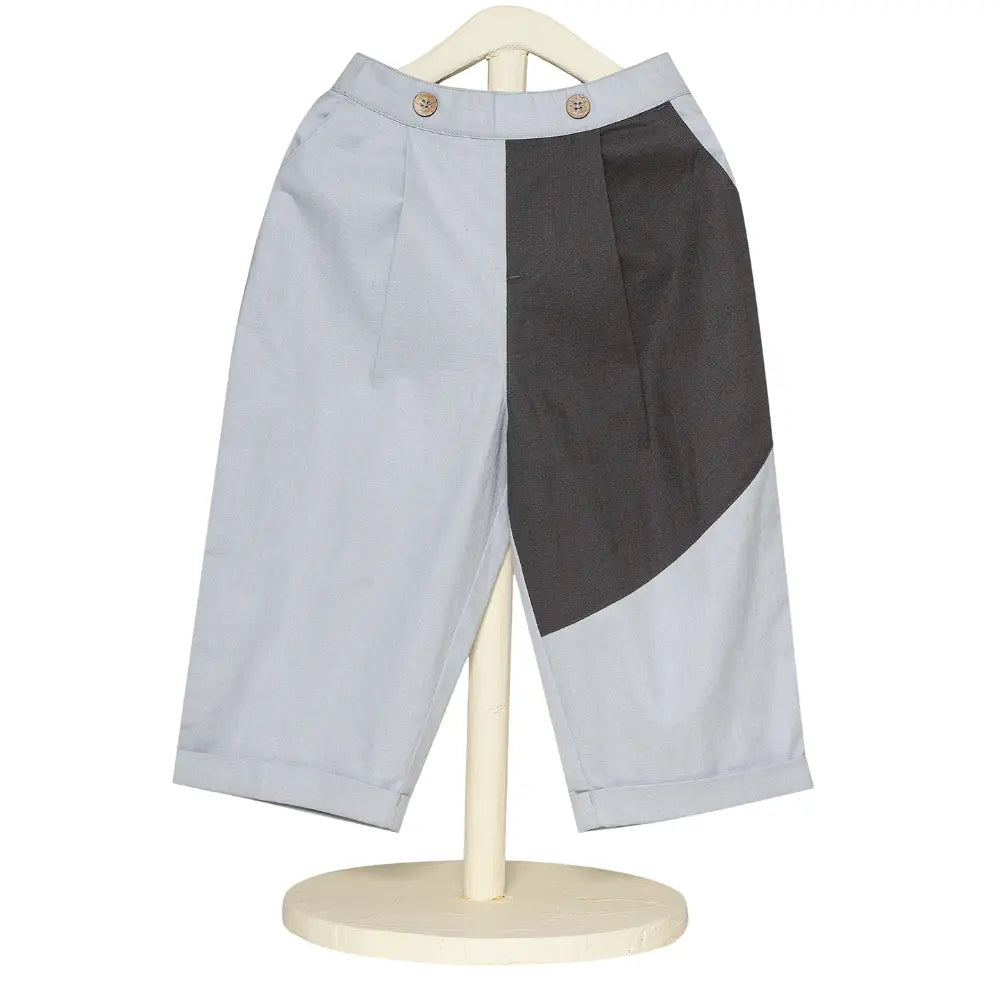 The Baby Trunk Unisex Comfy Patch Pants - Blue and Grey