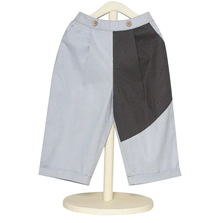 The Baby Trunk Unisex Comfy Patch Pants - Blue and Grey