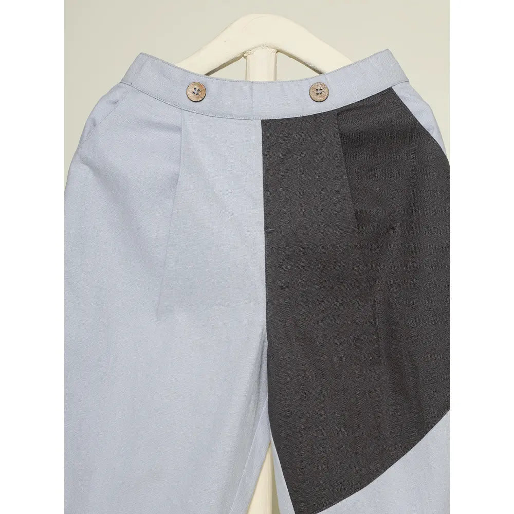 The Baby Trunk Unisex Comfy Patch Pants - Blue and Grey