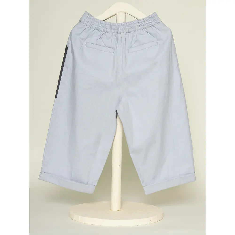 The Baby Trunk Unisex Comfy Patch Pants - Blue and Grey