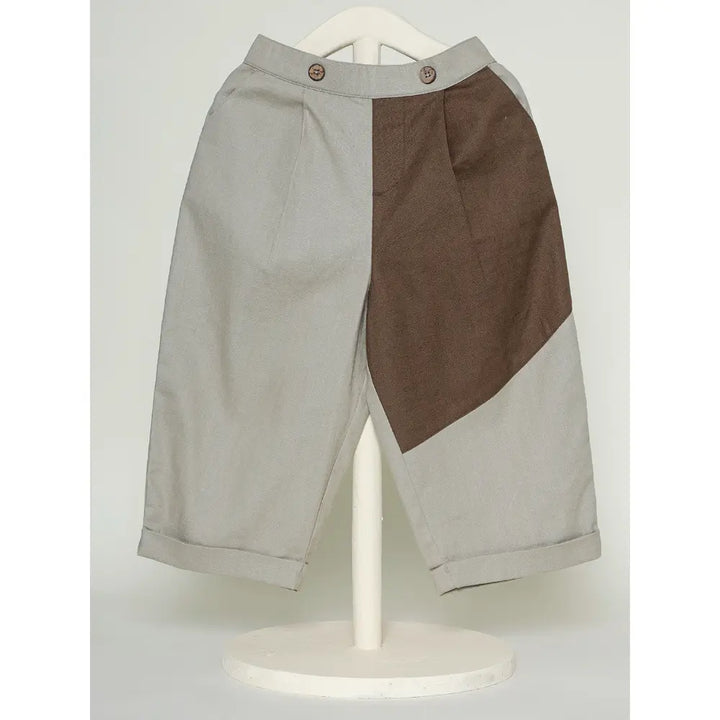 The Baby Trunk Unisex Comfy Patch Pants - Beige+Brown