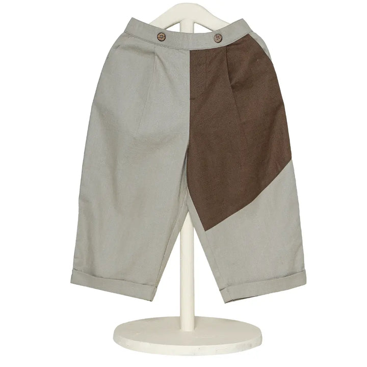 The Baby Trunk Unisex Comfy Patch Pants - Beige+Brown