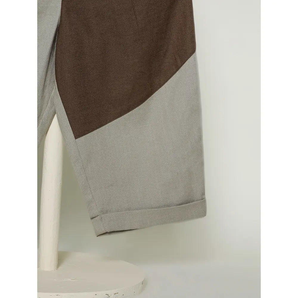 The Baby Trunk Unisex Comfy Patch Pants - Beige+Brown