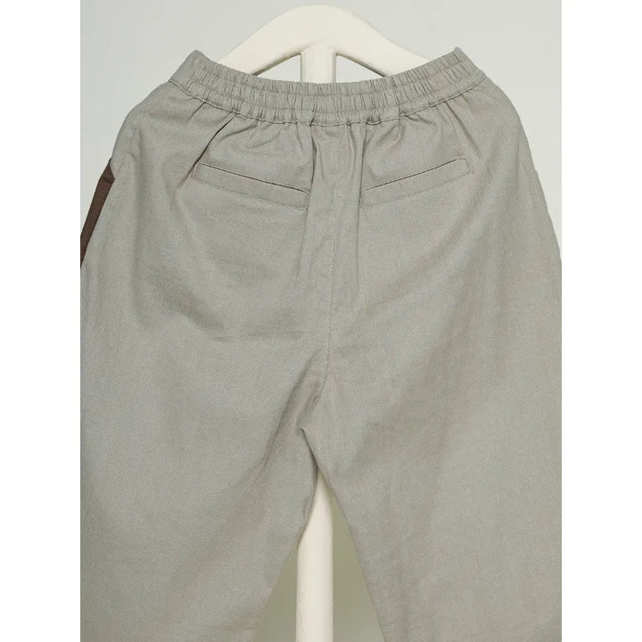 The Baby Trunk Unisex Comfy Patch Pants - Beige+Brown