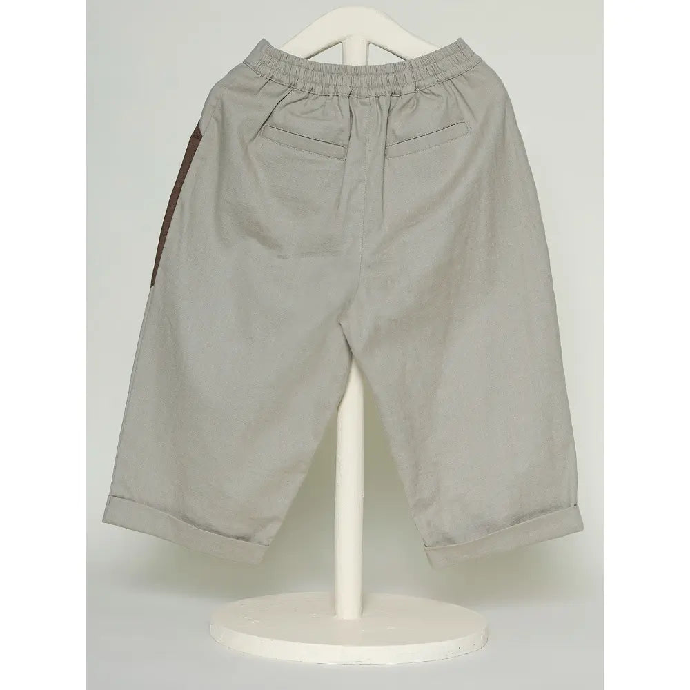 The Baby Trunk Unisex Comfy Patch Pants - Beige+Brown