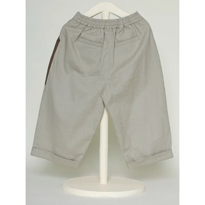 The Baby Trunk Unisex Comfy Patch Pants - Beige+Brown