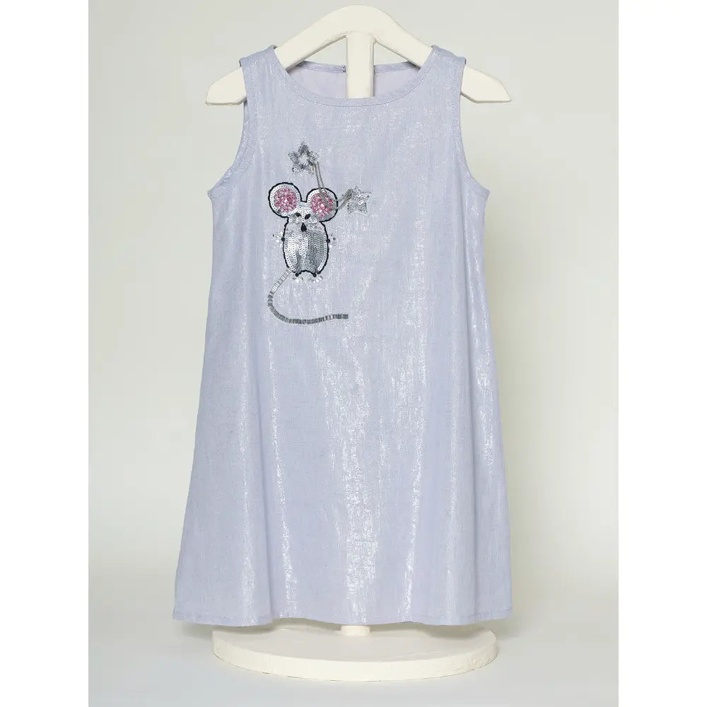 The Baby Trunk - Mouse Shift Dress &amp; Starsequin Tictac For Girls | Blue Lurex