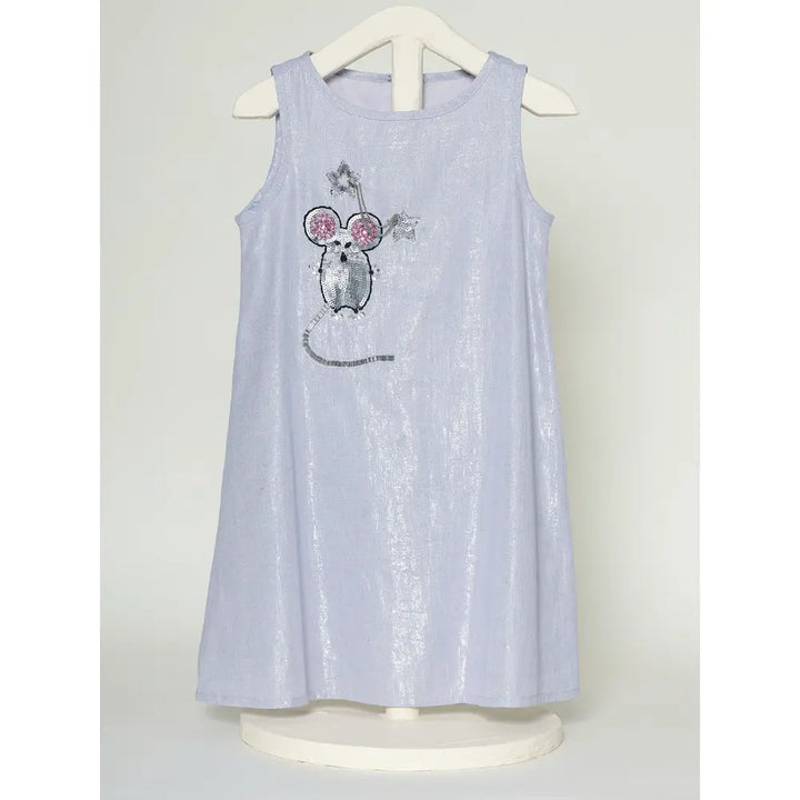 The Baby Trunk - Mouse Shift Dress &amp; Starsequin Tictac For Girls | Blue Lurex