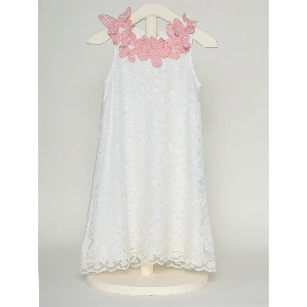 The Baby Trunk - Lace Applique Dress &amp; Butterfly TicTac For Girls