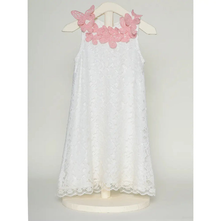 The Baby Trunk - Lace Applique Dress &amp; Butterfly TicTac For Girls
