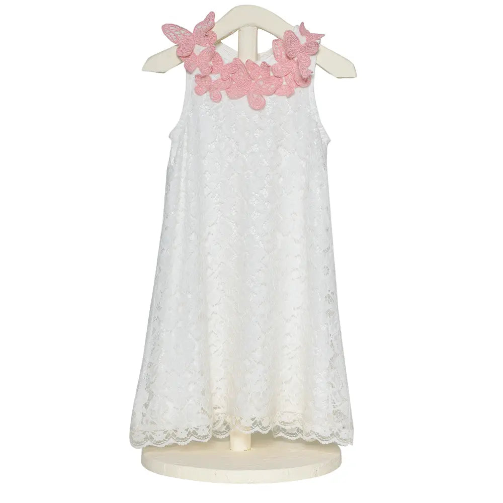The Baby Trunk - Lace Applique Dress &amp; Butterfly TicTac For Girls