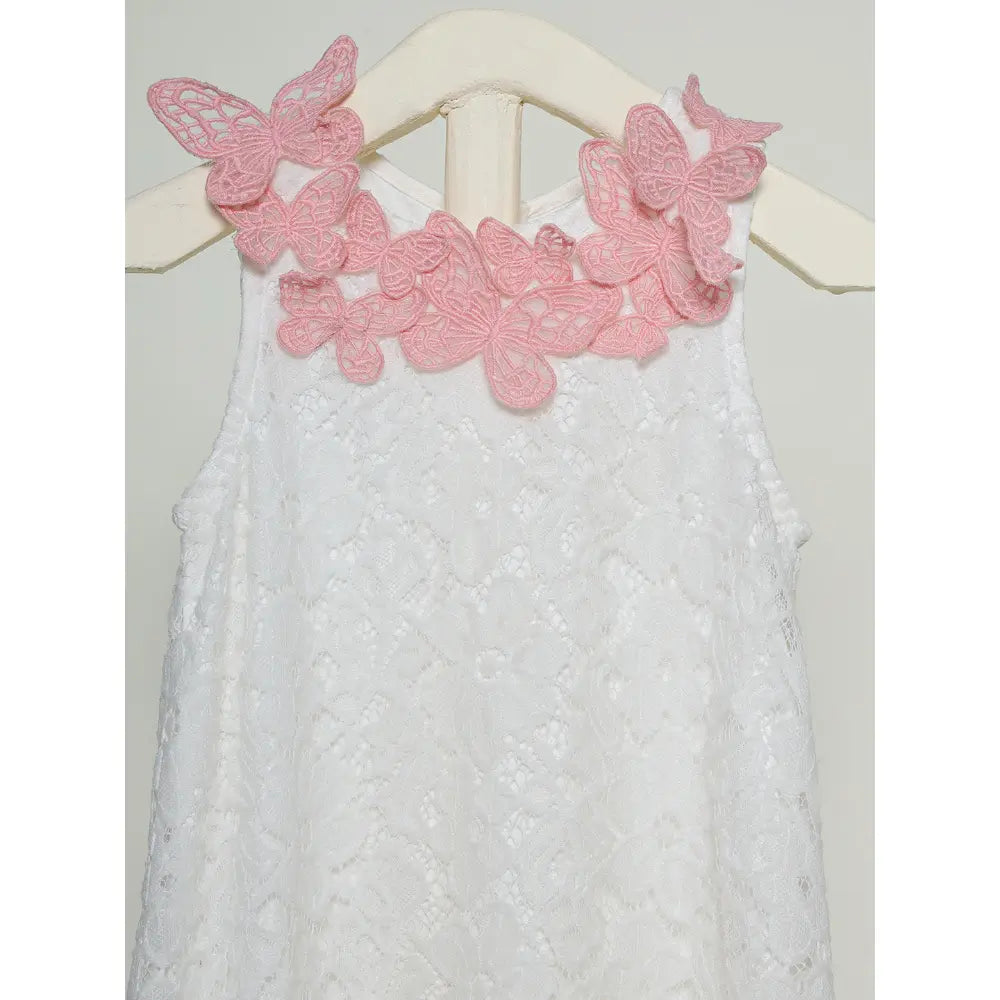 The Baby Trunk - Lace Applique Dress &amp; Butterfly TicTac For Girls