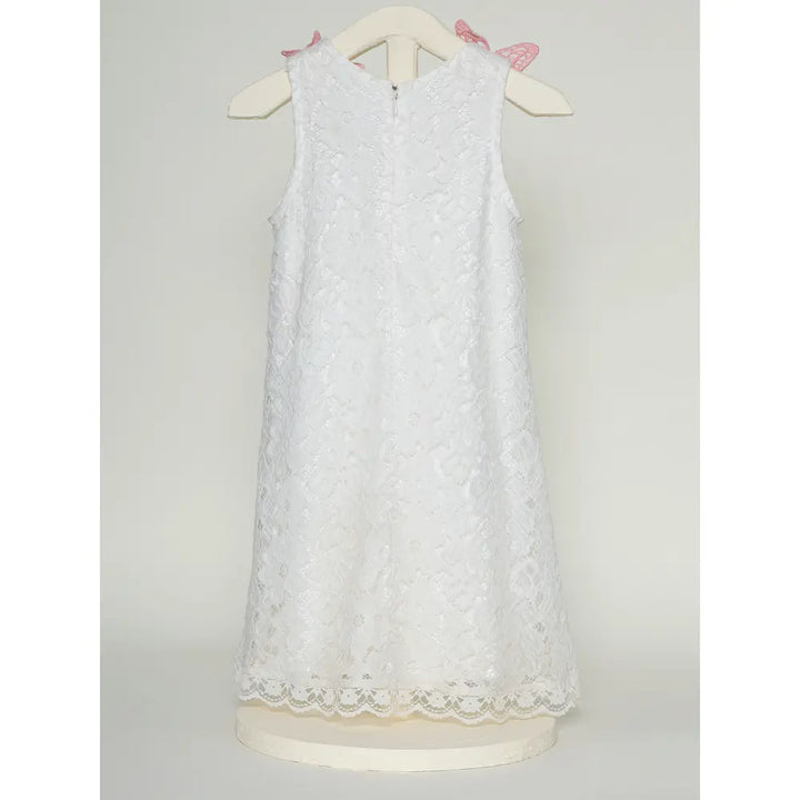 The Baby Trunk - Lace Applique Dress &amp; Butterfly TicTac For Girls