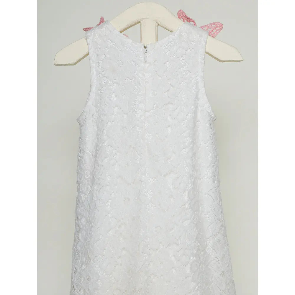 The Baby Trunk - Lace Applique Dress &amp; Butterfly TicTac For Girls