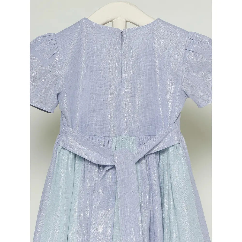 The Baby Trunk Metallic Panel Dress For Girls - Mint &amp; Blue