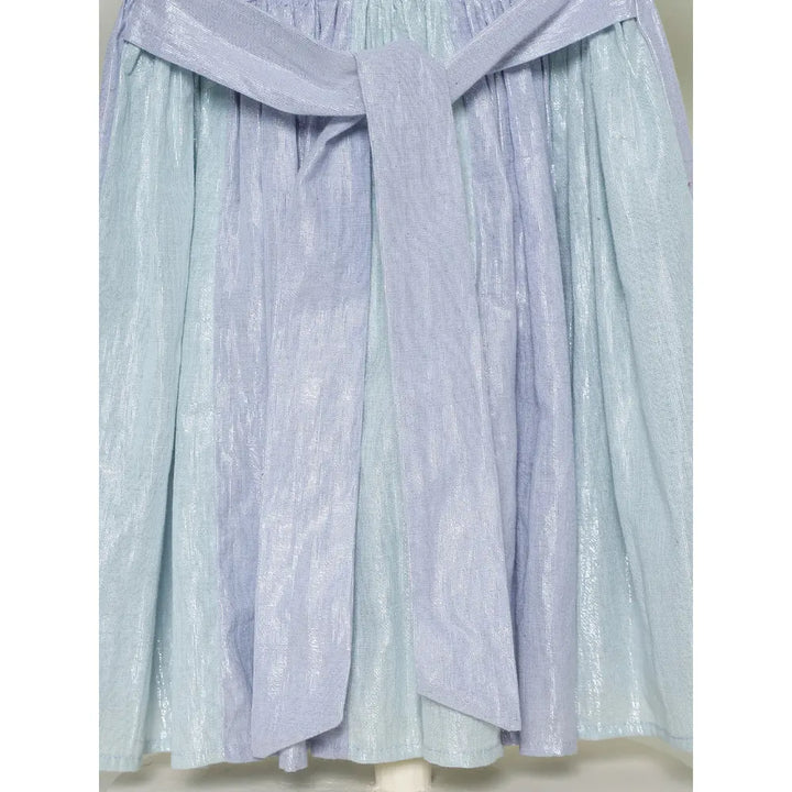 The Baby Trunk Metallic Panel Dress For Girls - Mint &amp; Blue
