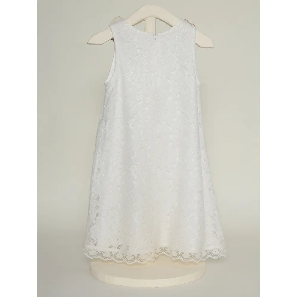 The Baby Trunk - Lace Applique Dress &amp; Flower TicTac For Girls