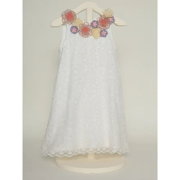 The Baby Trunk - Lace Applique Dress &amp; Flower TicTac For Girls