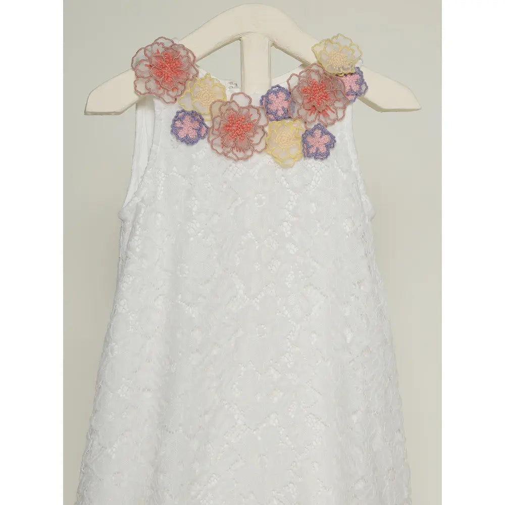The Baby Trunk - Lace Applique Dress &amp; Flower TicTac For Girls