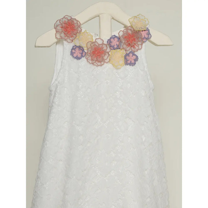 The Baby Trunk - Lace Applique Dress &amp; Flower TicTac For Girls