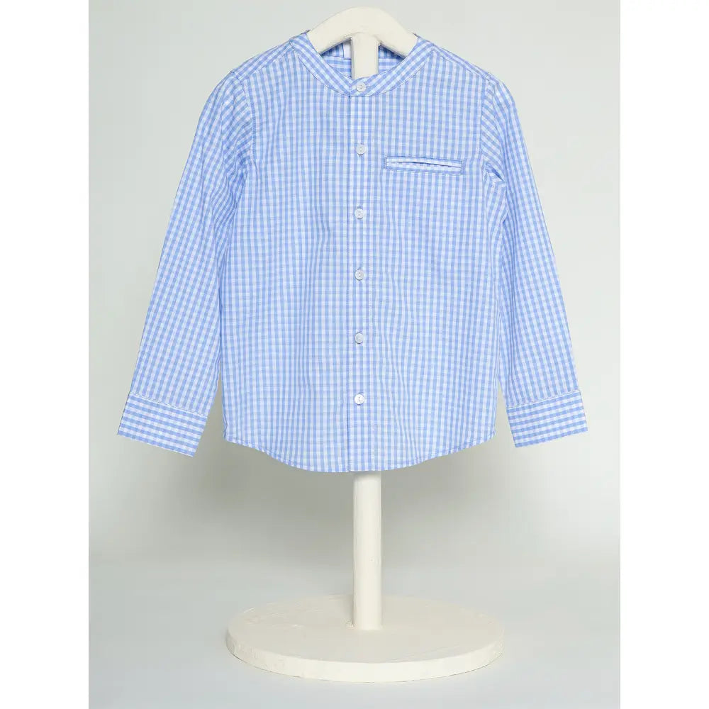 The Baby Trunk Unisex Checked Band Collar Shirt | 2 to 6 Years