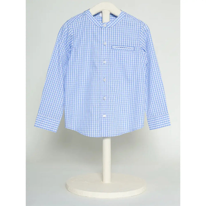 The Baby Trunk Unisex Checked Band Collar Shirt | 2 to 6 Years
